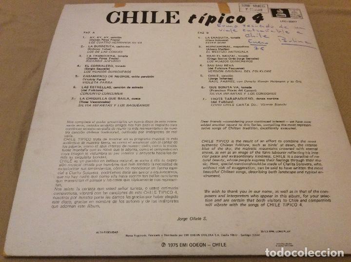 Discos de vinilo: Chile tipico 4. Emi 1975. - Foto 2