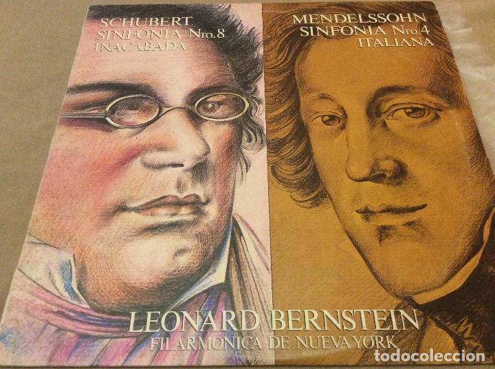Discos de vinilo: Schubert / Mendelssohn.  Direcc. Leonard Bernstein. CBS 1981. - Foto 1