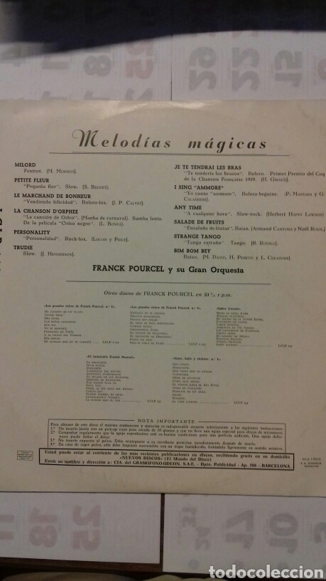 Discos de vinilo: Franck Pourcel. Melod&iacute;as M&aacute;gicas. 1.961. - Foto 2