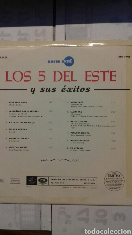 Discos de vinilo: Los 5 del Este y sus &eacute;xitos.1.967 - Foto 2