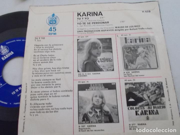 Discos de vinilo: KARINA, TU Y YO, YO TE SE PERDONAR. - Foto 2