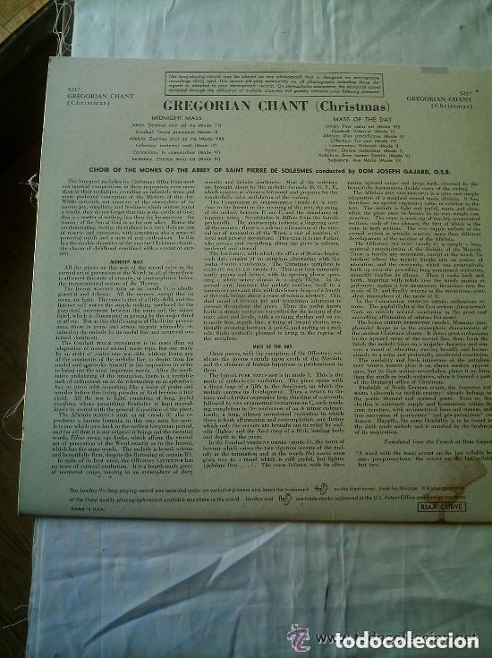 Discos de vinilo: GREGORIAN CHANT CHRISMAS LP VINILO - Foto 4