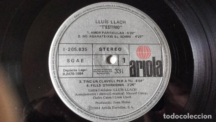 Discos de vinilo: ALBUM DEL CANTAUTOR CATALAN LLUIS LLACH, T&acute;ESTIMO + PROGRAMA Y TICKET - Foto 3