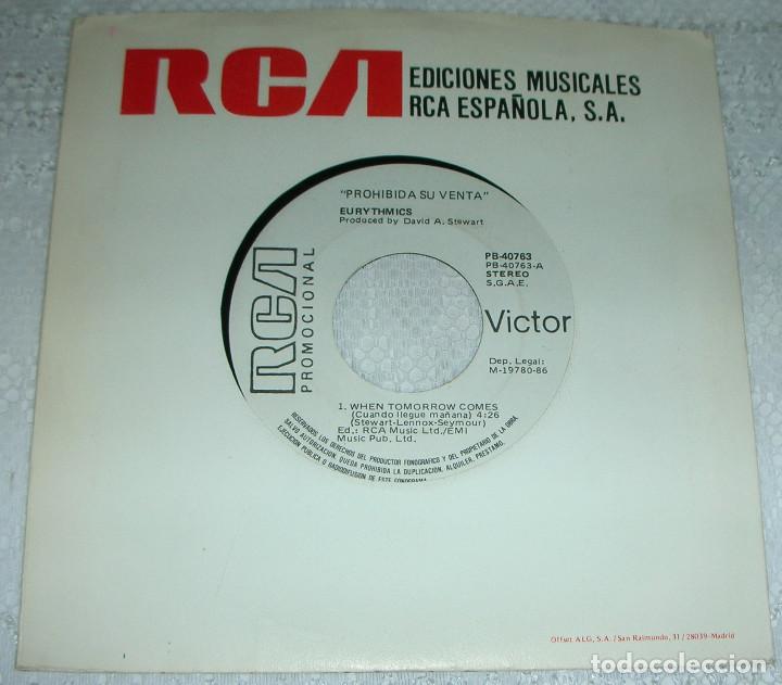 Discos de vinilo: Eurythmics &ndash; When Tomorrow Comes - SINGLE PROMO - Foto 1