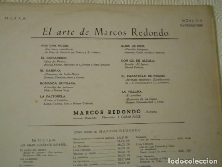 Discos de vinilo: EL ARTE DE MARCOS REDONDO. LP DE EMI ODEON. - Foto 2