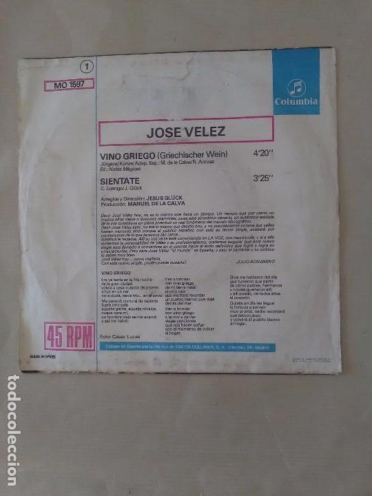 Discos de vinilo: SINGLE JOSE VELEZ - Foto 2