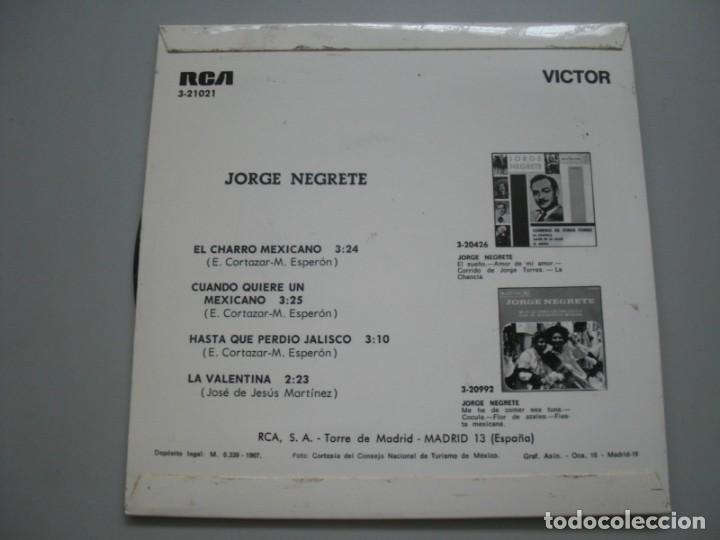 Discos de vinilo: JORGE NEGRETE - EL CHARRO MEXICANO - SINGLE 1967 - Foto 2