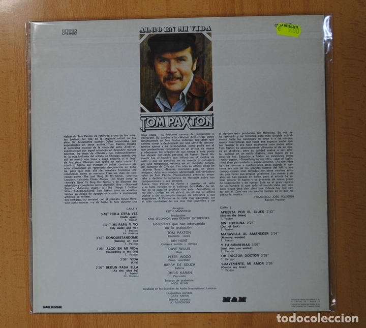 Discos de vinilo: TOM PAXTON - SOMETHING IN MY LIFE - LP - Foto 2