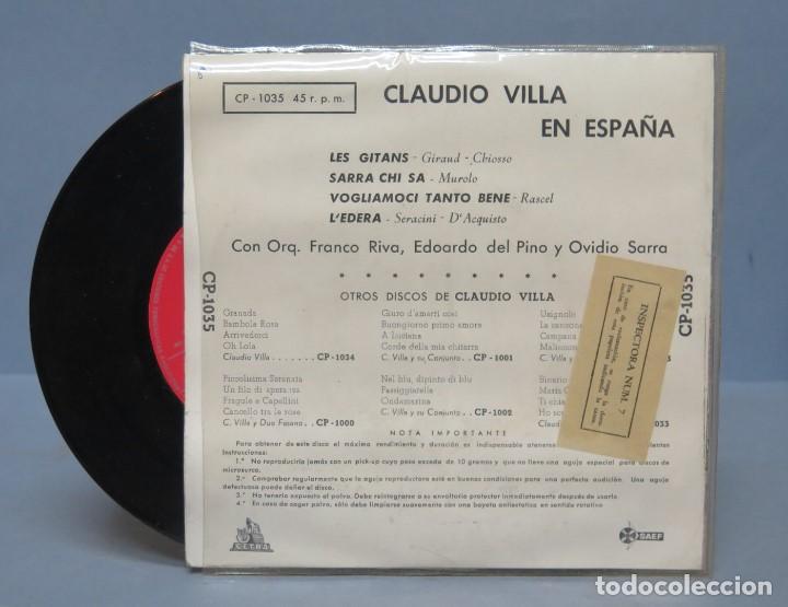 Discos de vinilo: EP. CLAUDIO VILLA EN ESPA&Ntilde;A. LES GITANS - Foto 2