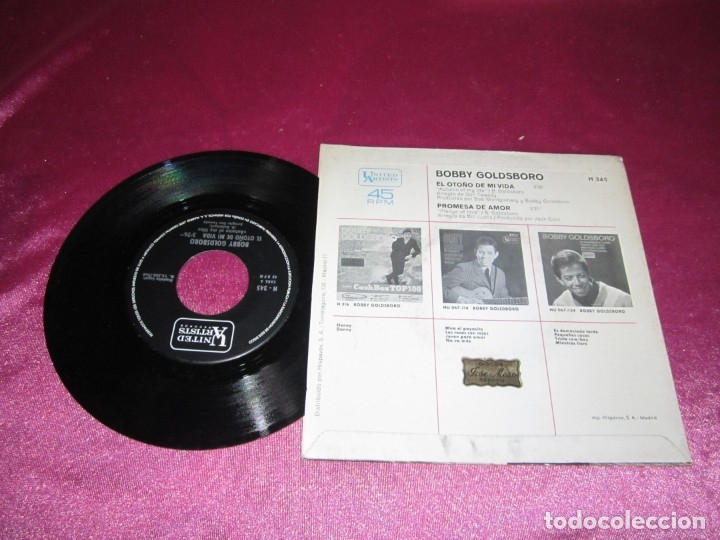 Discos de vinilo: BOBBY GOLDSBORO, EL OTO&Ntilde;O DE MI VIDA SINGLE - Foto 2