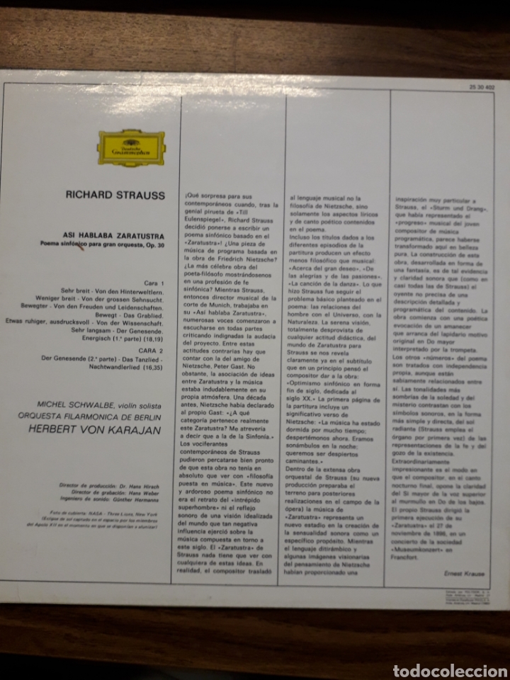 Discos de vinilo: Richard Strauss. Also sprard Zarathustra - Foto 2