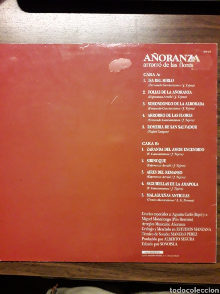 Discos de vinilo: A&Ntilde;ORANZA. Arrorr&oacute; de las flores - Foto 2