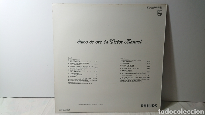 Discos de vinilo: Victor Manuel - Disco de Oro LP Vinilo 1977 - Foto 2