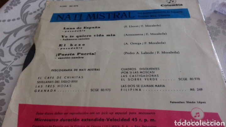 Discos de vinilo: NATI MISTRAL Luna de Espa&ntilde;a - Foto 2