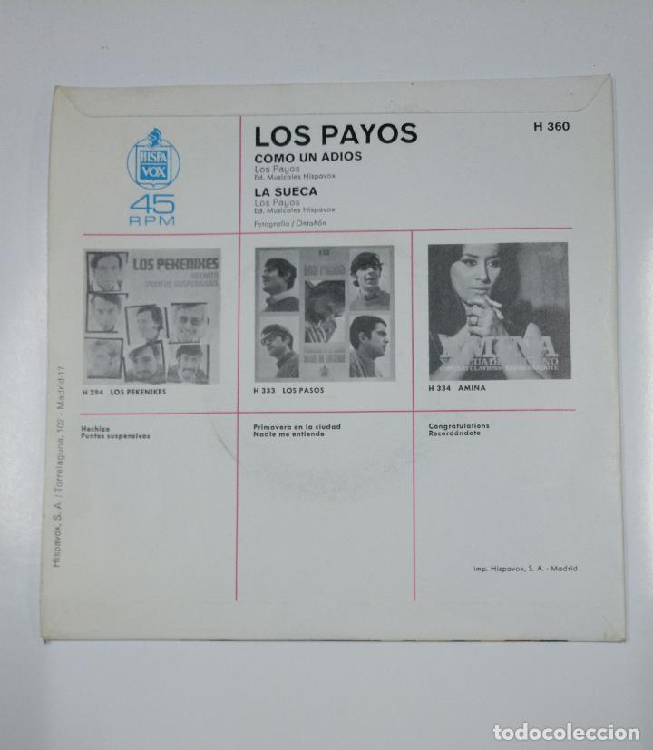 Discos de vinilo: LOS PAYOS. COMO UN ADIOS / LA SUECA. SINGLE. TDKDS12 - Foto 2