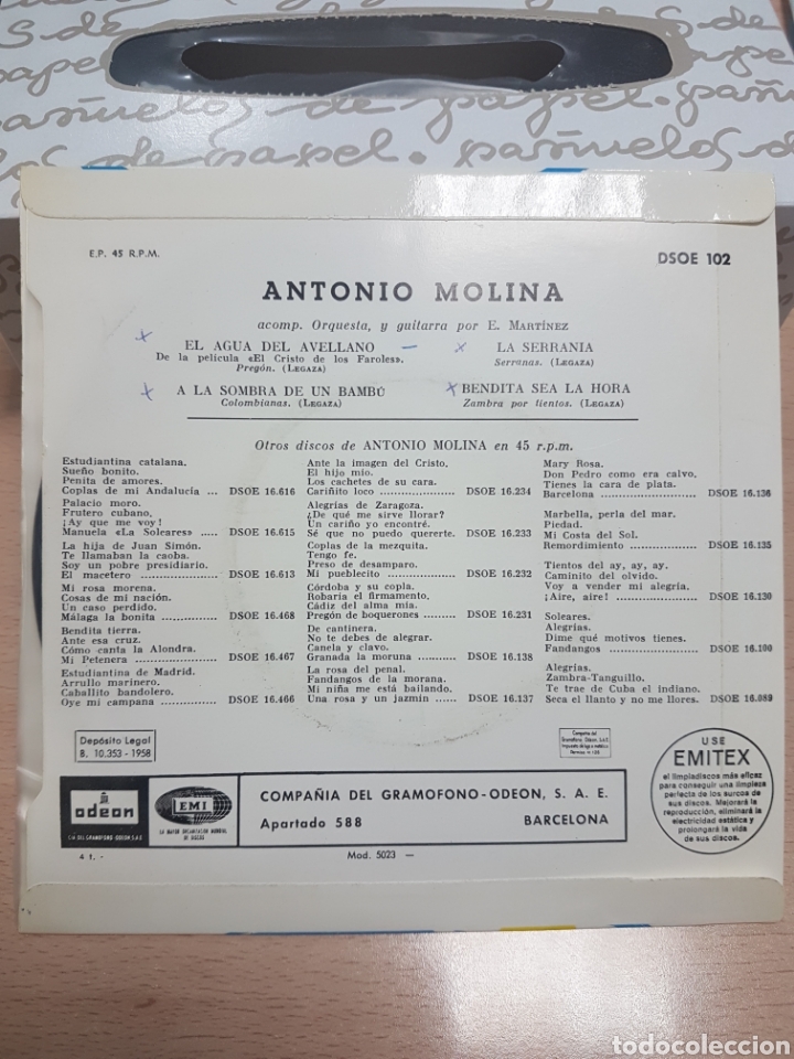 Discos de vinilo: ANTONIO MOLINA EP 1958 DSOE 102 - Foto 2