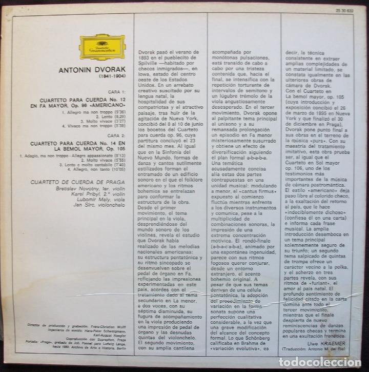Discos de vinilo: 2530 632 - Dvorak: Cuartetos - Cuarteto de Praga - Impecable! - Foto 2
