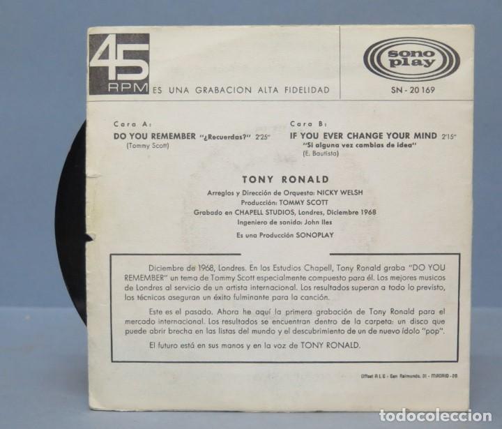 Discos de vinilo: SINGLE. DO YOU REMEMBER. TONY RONALD - Foto 2