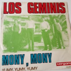 Discos de vinilo: LOS GEMINIS- MONY, MONY - SINGLE 1968- VINILO EXC. ESTADO.. Lote 139605854