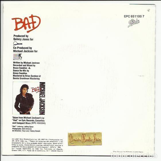 Discos de vinilo: Michael Jackson &ndash; Bad 1984 Epic &ndash; EPC 651100 7 - Foto 2