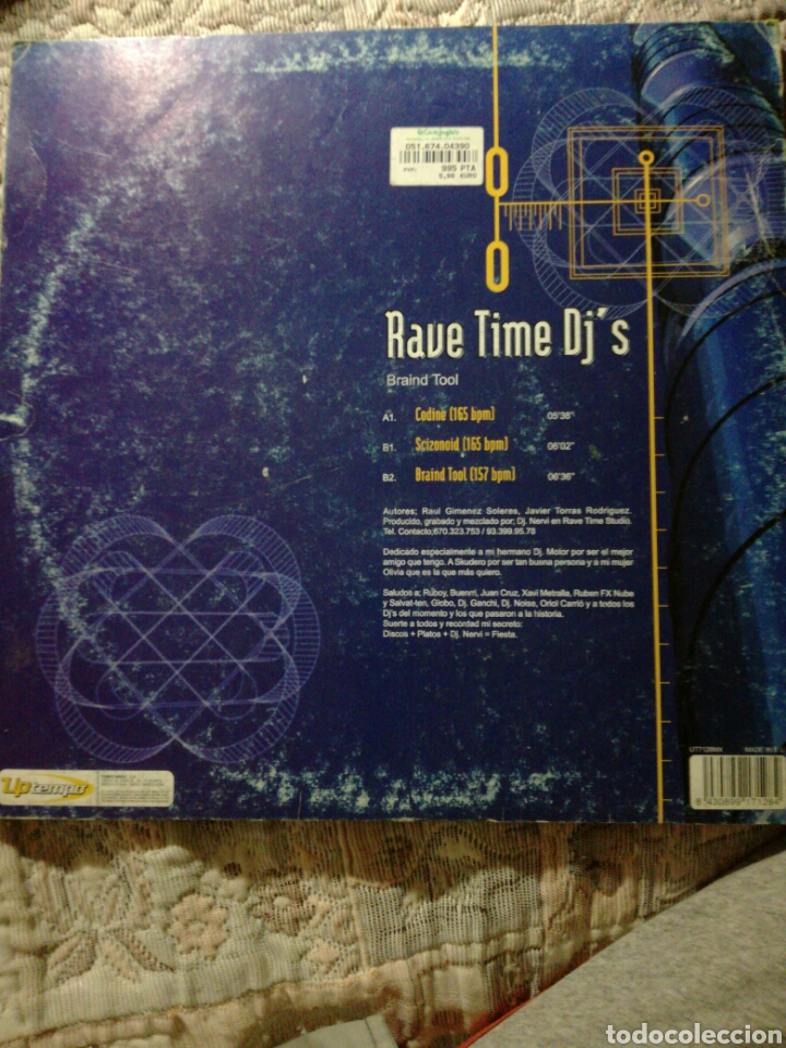 Discos de vinilo: RAVE TIME DJS. Brain tool. Uptempo. - Foto 2