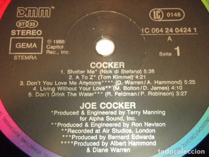 Discos de vinilo: JOE COCKER  ( COCKER )   1986 - GERMANY   LP33   CAPITOL RECORDS - Foto 3