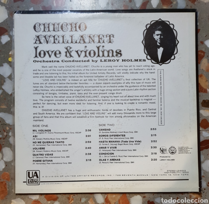 Discos de vinilo: LP CHUCHO AVELLANET LOVE&VIOLINS - Foto 2
