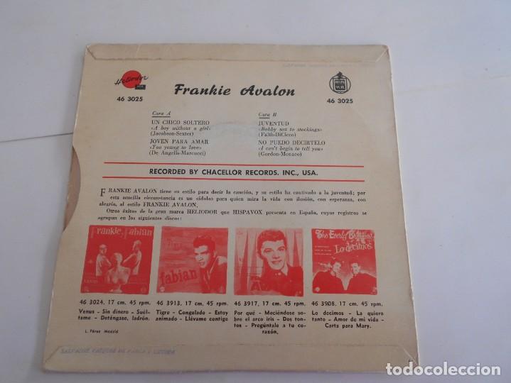 Discos de vinilo: FRANKIE AVALON-EP UN CHICO SOLTERO +3 - Foto 2