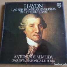 Discos de vinilo: HAYDN. LAS PRIMERAS SINFONIAS DE LONDRES ( 93-98) ANTONIO DE ALMEIDA. ESTUCHE CON 3 LPS.