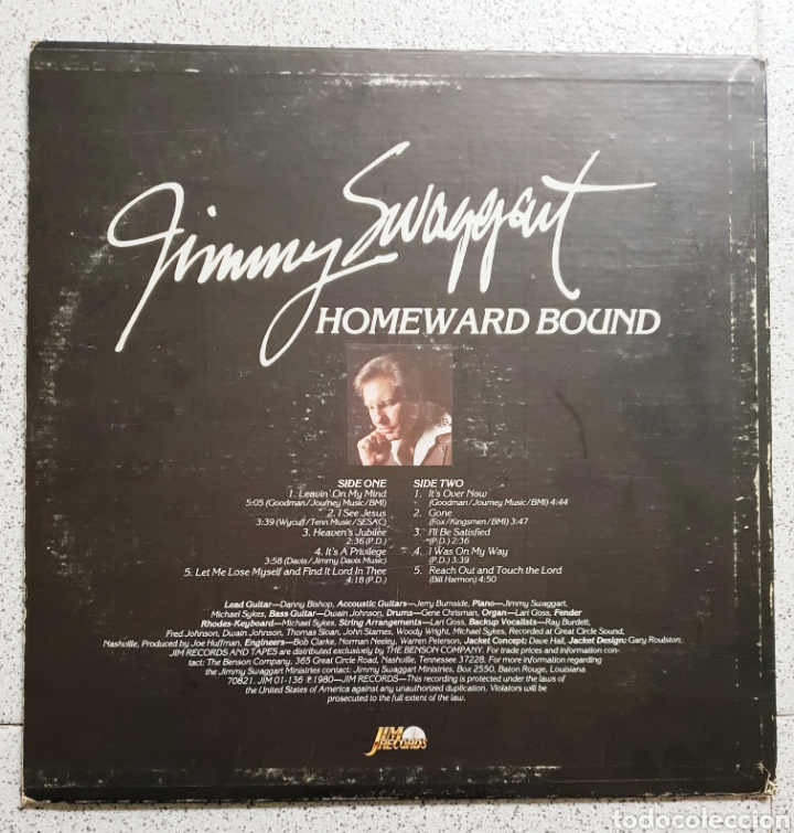 Discos de vinilo: LP JIMMY SWAGGART HOUNDWARD BOUND - Foto 2