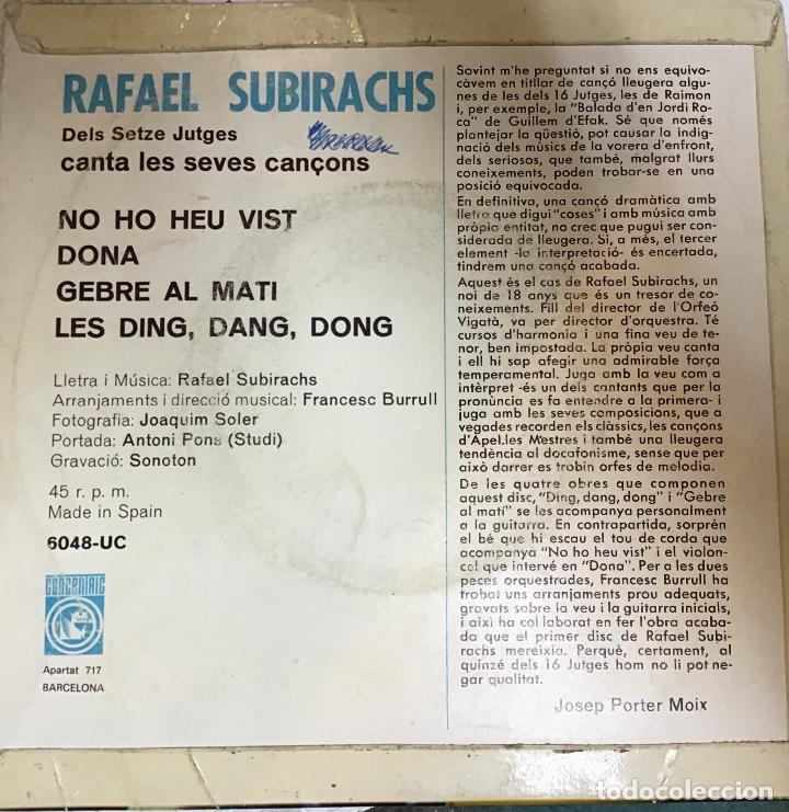 Discos de vinilo: RAFAEL SUBIRACHS, A&Ntilde;O 1967 - Foto 3