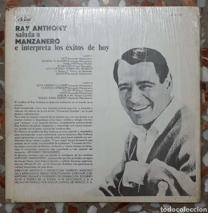 Discos de vinilo: LP RAY ANTHONY INTERPRETA A ARMANDO MANZANERO - Foto 2