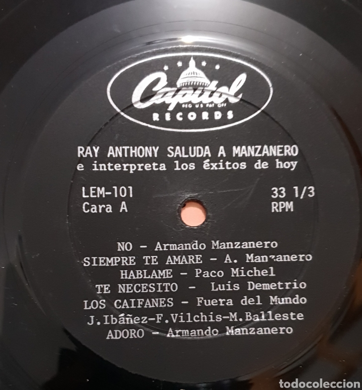 Discos de vinilo: LP RAY ANTHONY INTERPRETA A ARMANDO MANZANERO - Foto 3