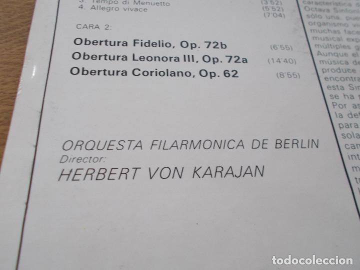Discos de vinilo: BEETHOVEN SINFONIA N&ordm; 8. KARAJAN - Foto 3