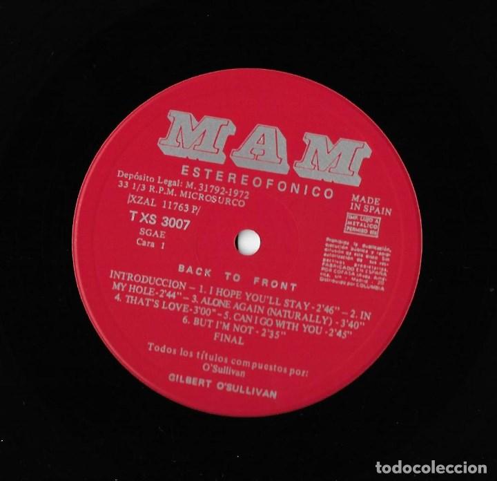 Discos de vinilo: GILBERT O&acute;SULLIVAN: BACK TO FRONT. POP ROCK U.K. - Foto 5