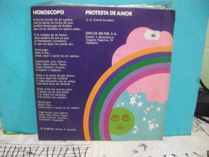 Discos de vinilo: MANOLO ESCOBAR / HOROSCOPO / PROTESTA DE AMOR (SINGLE 1972) - Foto 2