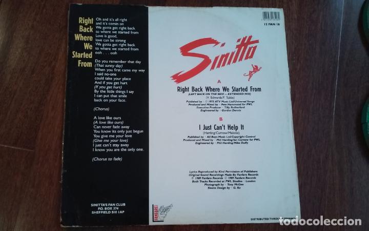 Discos de vinilo: Sinitta-right back where we started from.maxi - Foto 2