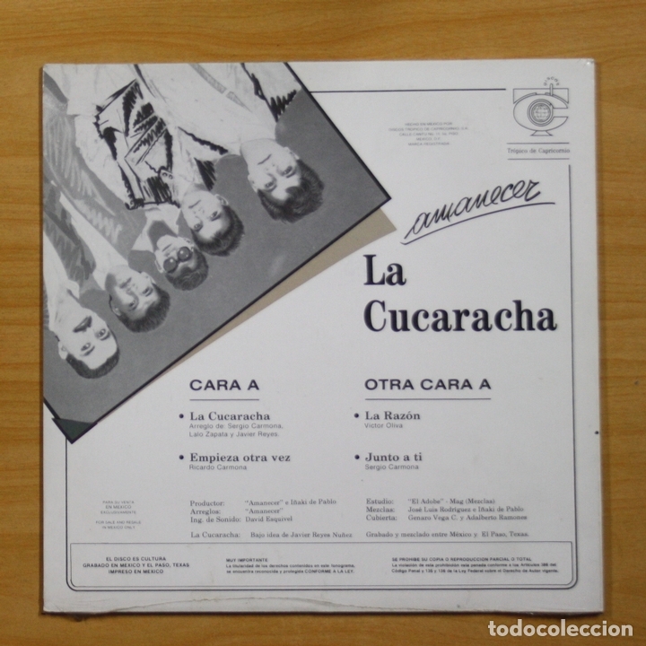 Discos de vinilo: AMANECER - LA CUCARACHA - LP - Foto 2