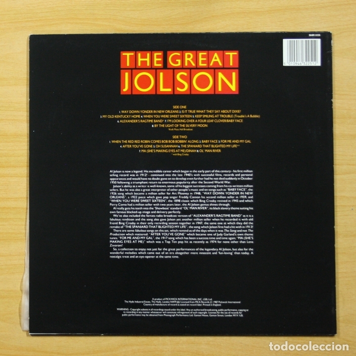 Discos de vinilo: AL JOLSON - THE GREAT JOLSON - LP - Foto 2