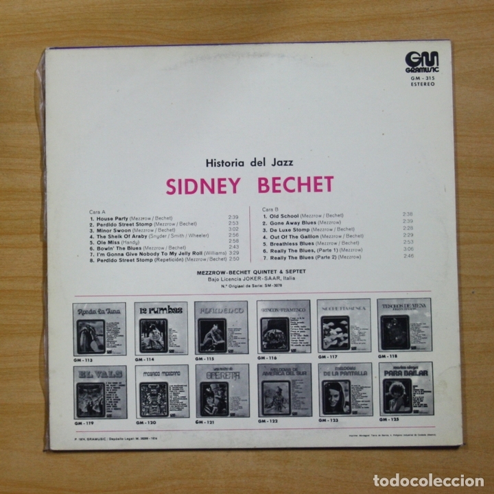 Discos de vinilo: SIDNEY BECHET - HISTORIA DEL JAZZ - LP - Foto 2
