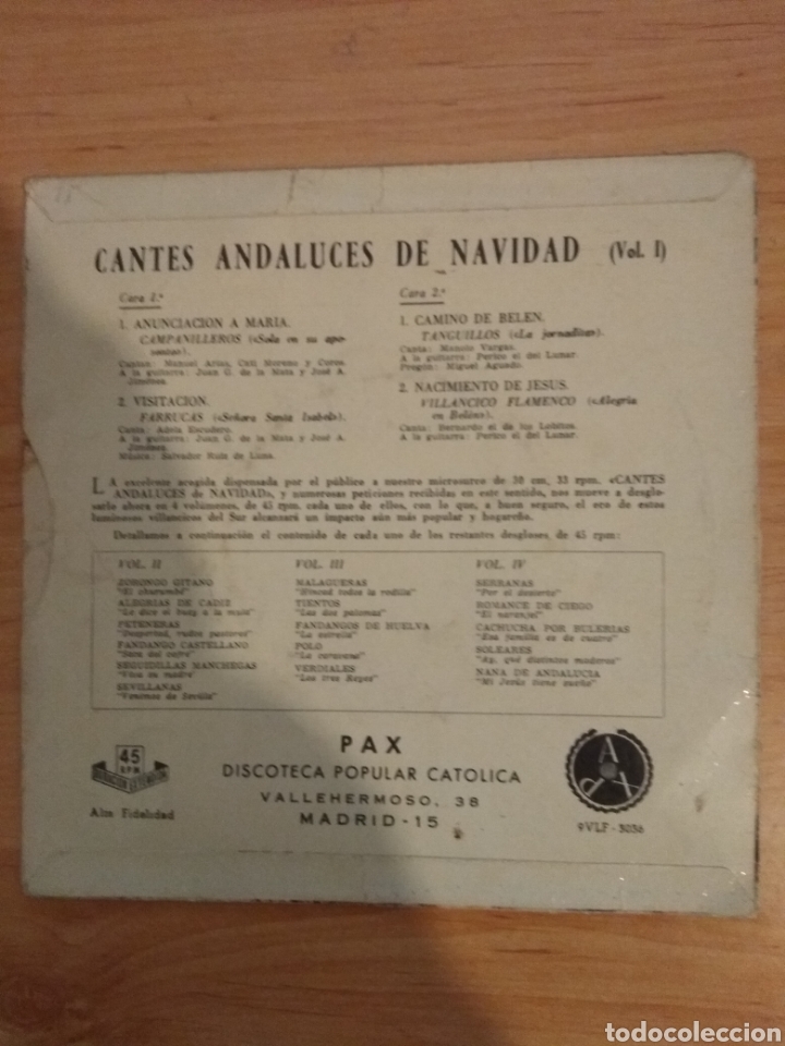 Discos de vinilo: Single. Cantes andaluces de navidad. Vol I - Foto 2