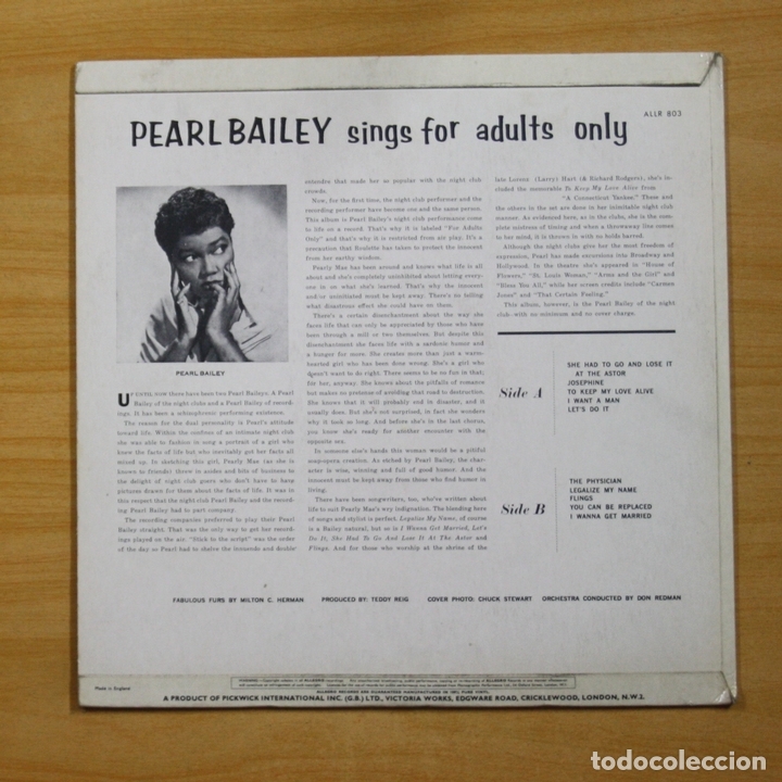 Discos de vinilo: PEARL BAILEY - SINGS FOR ADULTS ONLY - LP - Foto 2