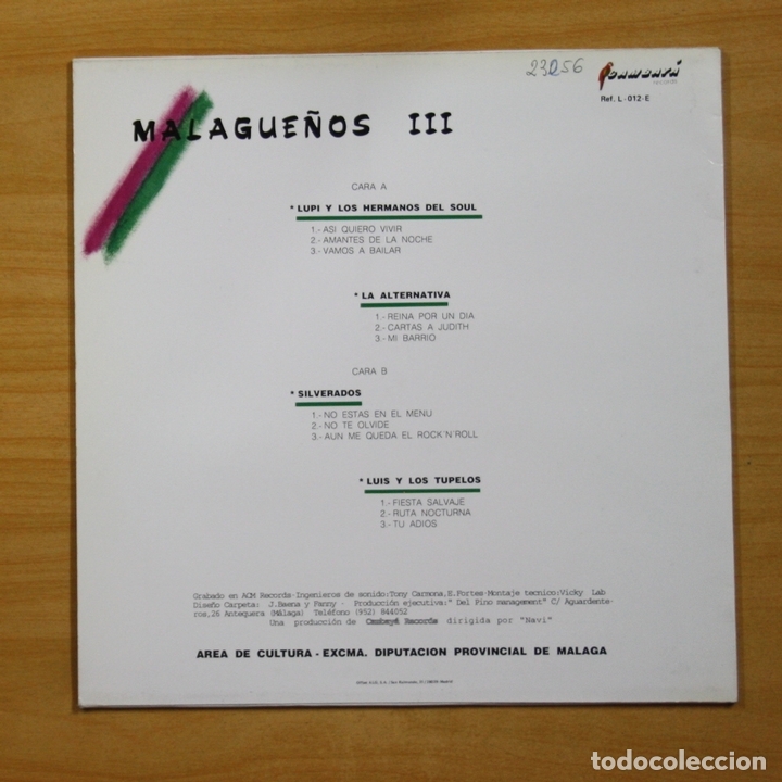 Discos de vinilo: VARIOS - MALAGUE�OS III - LP - Foto 2