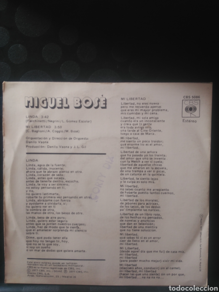 Discos de vinilo: Miguel Bos&eacute;,Linda - Foto 2
