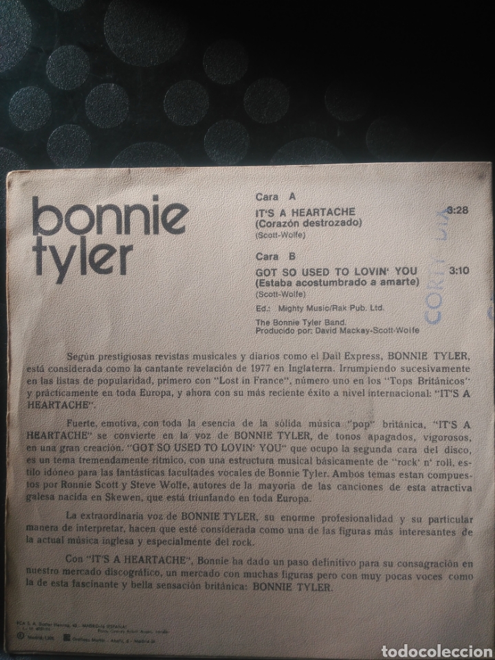 Discos de vinilo: Bonnie Tyler, its a heartache - Foto 2