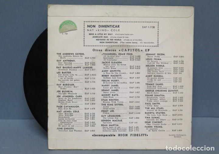 Discos de vinilo: EP. NAT KING COLE. NON DIMENTICAR - Foto 2