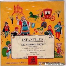 Discos de vinilo: INFANTILES - LA CENICIENTA - SINGLE ODEON (CUENTO ADAPTADO DE LA PELÍCULA DE WALT DISNEY). Lote 144825886