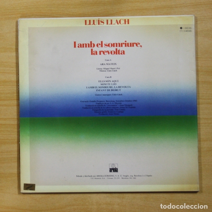 Discos de vinilo: LLUIS LLACH - I AMB EL SOMRIURE LA REVOLTA - GATEFOLD - LP - Foto 2