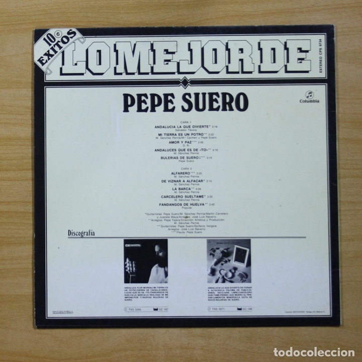 Discos de vinilo: PEPE SUERO - LO MEJOR DE - LP - Foto 2
