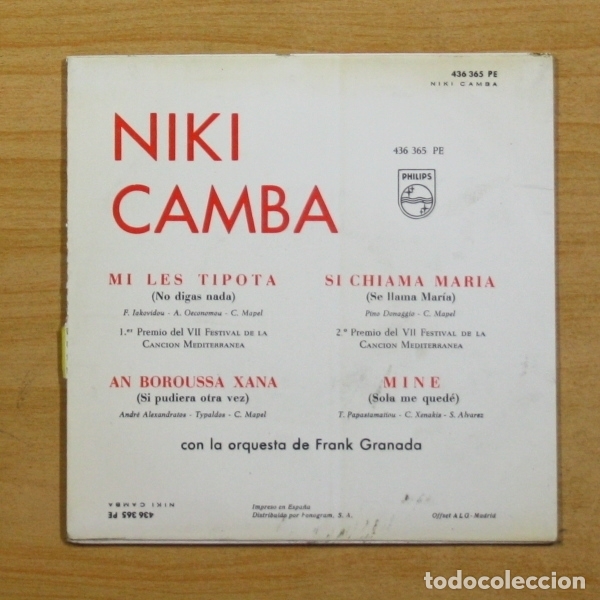 Discos de vinilo: NIKI CAMBA - MI LES TIPOTA + 3 - EP - Foto 2